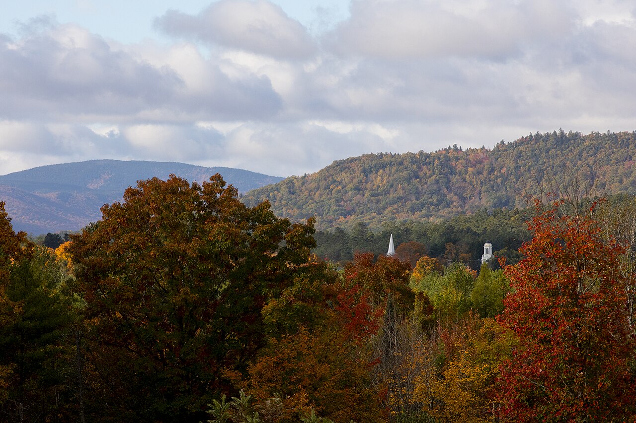 Bethel, Maine on Main Street in autumn foliage